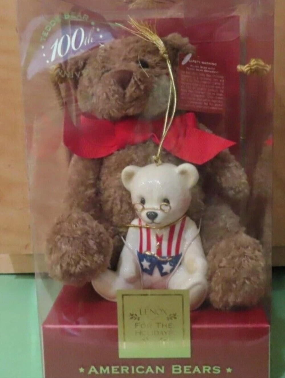 LENOX American Bears Teddy Bear 100th Anniversary Christmas Ornament NIB RETIRED